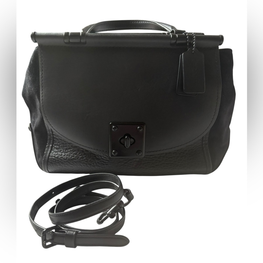 Coach Black Glovetanned Leather Women’s Turnlock Satchel Crossbody Dust Bag